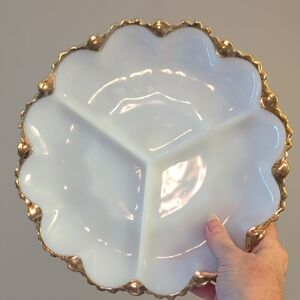 Vintage Milk Glass Divided Plate